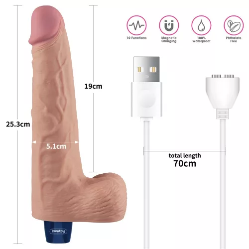 10" REAL SOFTEE wiederaufladbarer vibrierender Dildo (Fleisch)_B15O50_4