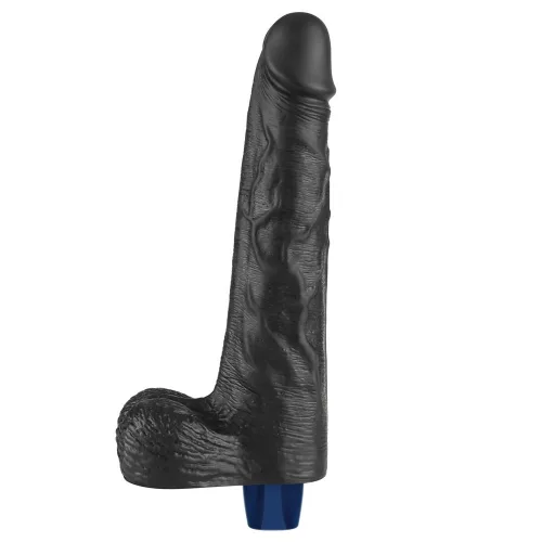 10" REAL SOFTEE wiederaufladbarer vibrierender Dildo (Schwarz)_B15O50_4