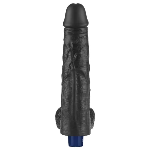 10" REAL SOFTEE wiederaufladbarer vibrierender Dildo (Schwarz)_B15O50_4