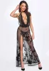 Divinity langgeflügeltes Netzkleid mit offenem Rücken – L