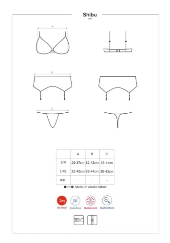 Shibu 3-teiliges Set schwarzes S/M