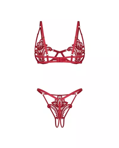 Luise Sublim Red 2-pcs crotchless set L/XL