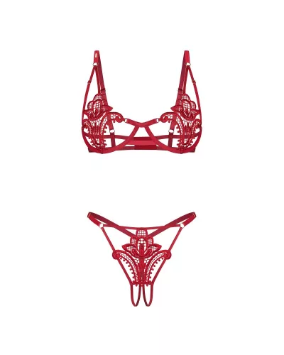 Luise Sublim Red 2-pcs crotchless set L/XL