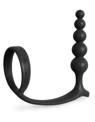 Ass-Gasm Cockring Analperlen Schwarz